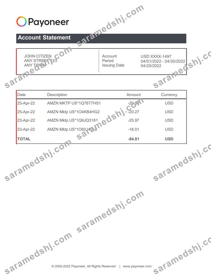 USA Payoneer xls